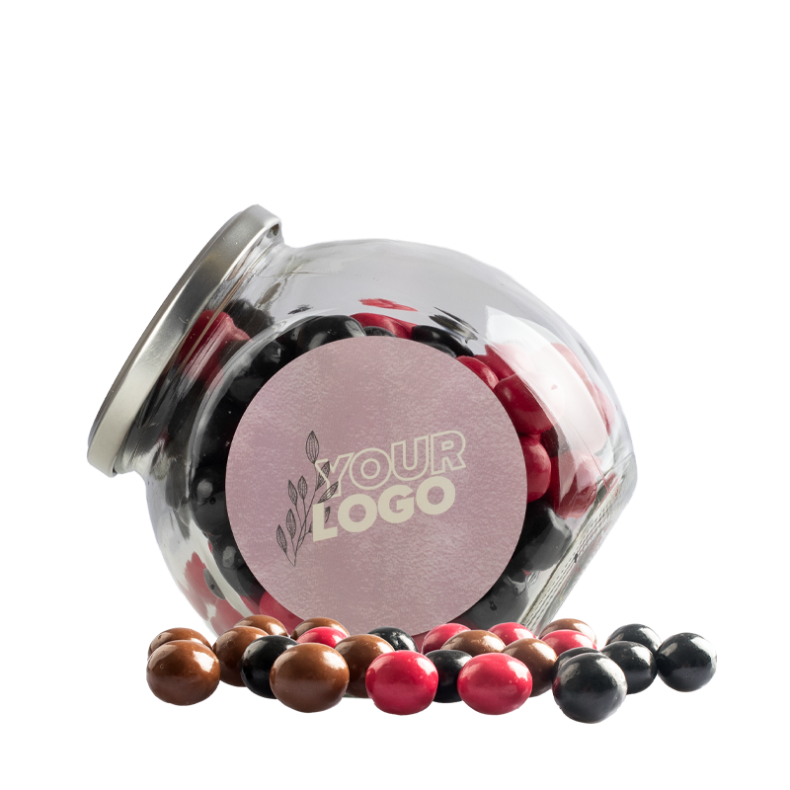 Klassisk Glaskrukke m. Choko Kugler uden folie (MIDI)