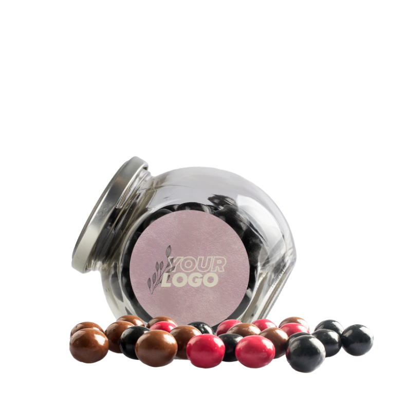 Klassisk Glaskrukke m. Choko Kugler uden folie (MINI)